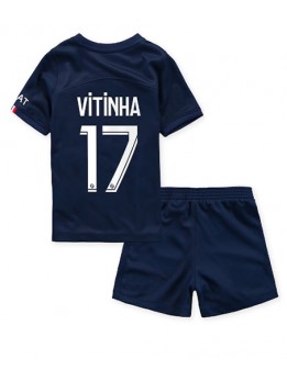 Paris Saint-Germain Vitinha Ferreira #17 Heimtrikotsatz für Kinder 2022-23 Kurzarm (+ Kurze Hosen)